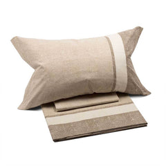 Completo Lenzuola matrimoniale Caleffi Nevada in cotone. Fantasia. colore naturale beige tortora.