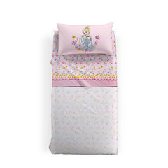 Completo lenzuola Caleffi Disney Princess Romance in FLANELLA di puro cotone per letto singolo. Fantasia da bambina con fondo rosa e le principesse Cenerentola e Biancaneve sulla federa.