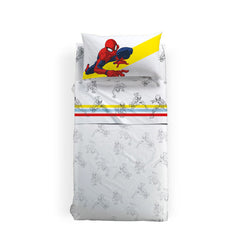 Completo lenzuola Caleffi Disney in FLANELLA di puro cotone. Fantasia da bambino Spiderman Colors. Misura letto singolo
