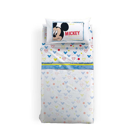 Completo lenzuola Caleffi Disney Mickey Avventura con Topolino in puro cotone.
