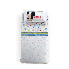 Completo lenzuola Caleffi Disney Mickey Avventura con Topolino in puro cotone.