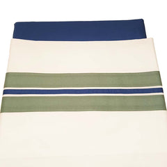 Completo lenzuola fazzini filari in cotone. Tinta unita con fasce verdi e blu. Lenzuolo con angoli blu. Misura letto singolo, piazza e mezza o matrimoniale.