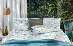 Completo lenzuola matrimoniale fazzini Pergolato in cotone. Fantasia floreale con fiori azzurri.