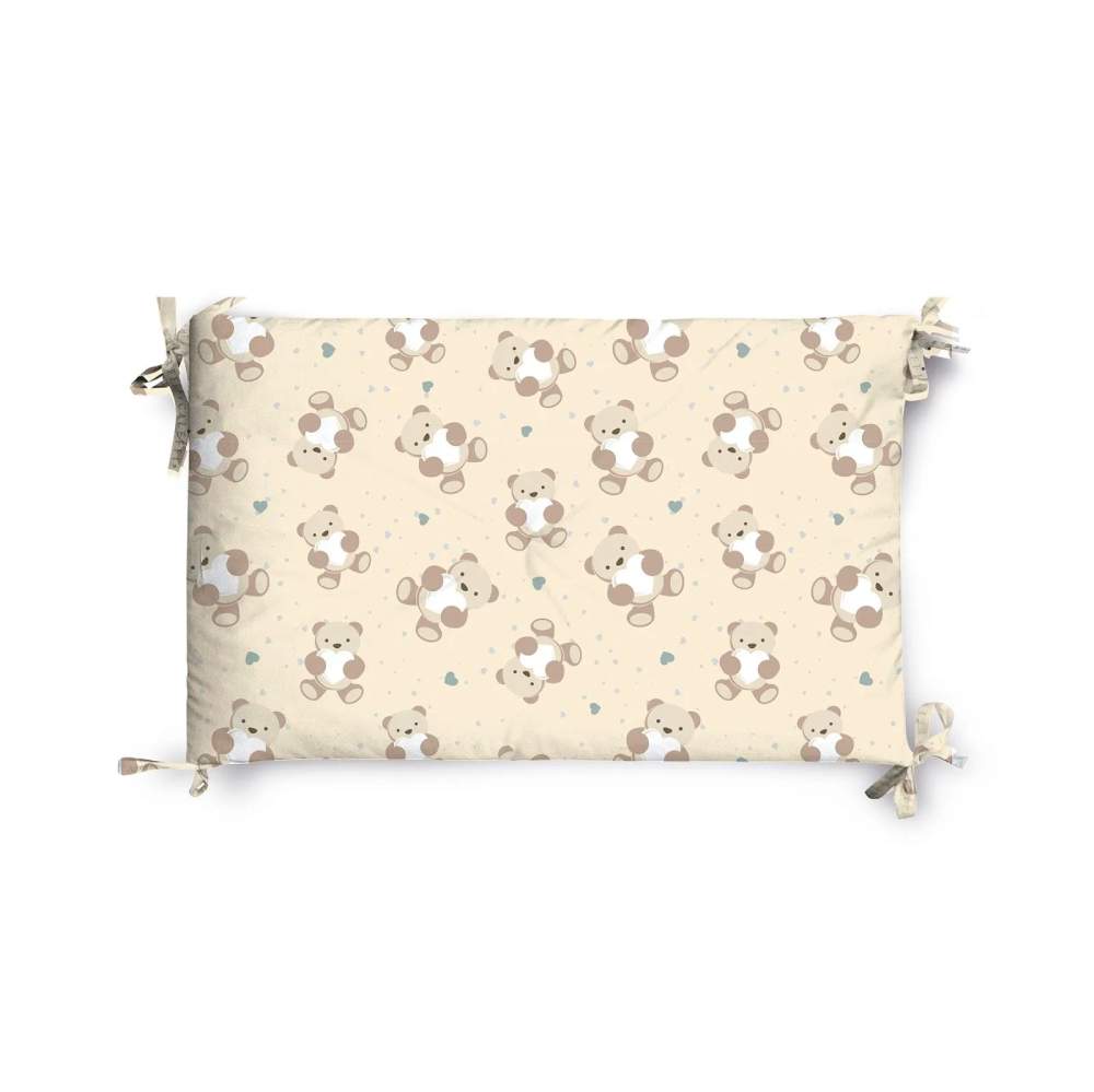 paracolpi per culla in cotone Caleffi. Fantasia Orsacchiotti, variante di colore naturale (beige), ideale sia per bambino che per bambina.