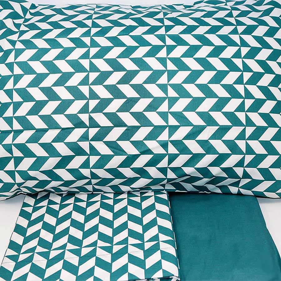 pattern completo lenzuola fazzini verde in cotone matrimoniale, piazza e mezza, singolo