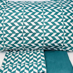 pattern completo lenzuola fazzini verde in cotone matrimoniale, piazza e mezza, singolo