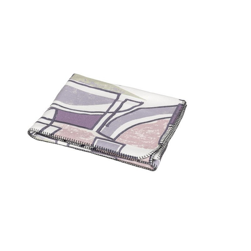 Plaid pile Volti di Fazzini. Fantasia geometrica colore rosa lilla
