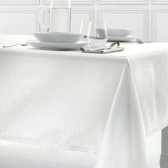 Servizio tavola Tea della linea Jacquard di Somma. Raffinatissima tovaglia rettangolare per 12 persone con 12 tovaglioli. Tinta unita, 100% cotone. Colore bianco.