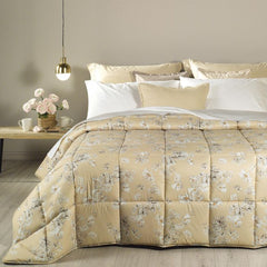 Trapunta invernale Caleffi Fiore in microfibra. Fantasia floreale, colore giallo.