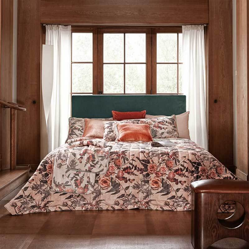 Trapunta invernale, piumone matrimoniale fazzini Blooming in raso di puro cotone. Fantasia floreale, stampa digitale