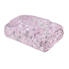 Trapunta primaverile matrimoniale Fazzini Boboli in percalle di puro cotone. Fantasia floreale colore rosa