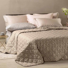 Trapuntino matrimoniale Caleffi Interni in raso jacquard. Fantasia moderna con elementi geometrici colore caffè marrone
