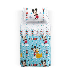 Trapuntino Caleffi Disney Mickey Stelle in cotone. Fantasia per bambino con Topolino su fondo azzurro. Trapunta primaverile o autunnale, disponibile nella misura per letto singolo