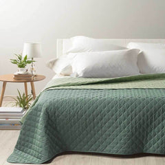 Trapuntino Mix double caleffi in cotone colore giada verde. Copriletto trapuntato tinta unita- trapunta primaverile