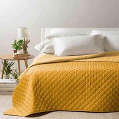 Trapuntino Mix double caleffi in cotone colore giallo. Copriletto trapuntato tinta unita