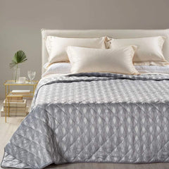 Trapuntino matrimoniale Caleffi Nuit in raso jacquard. Trapunta primaverile con Fantasia moderna a rombi colore grigio