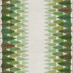 Tovaglia natalizia Fairy Trees in lino di Tessitura Toscana Telerie. Fantasia alberi di Natale.