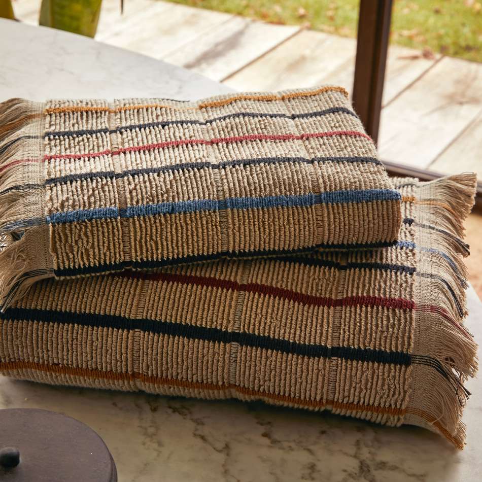asciugamano con ospite Fazzini Color Stripes tortora con righe multicolor in spugna di cotone