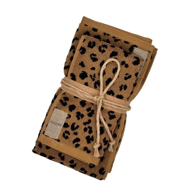 asciugamano con ospite fazzini tabby fantasia maculata nocciola nero spugna di cotone