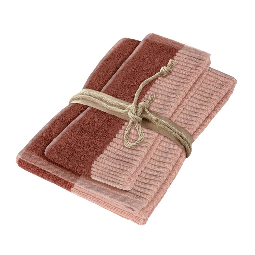 asciugamano viso con ospite fazzini dialogo. colore rosa sandalo