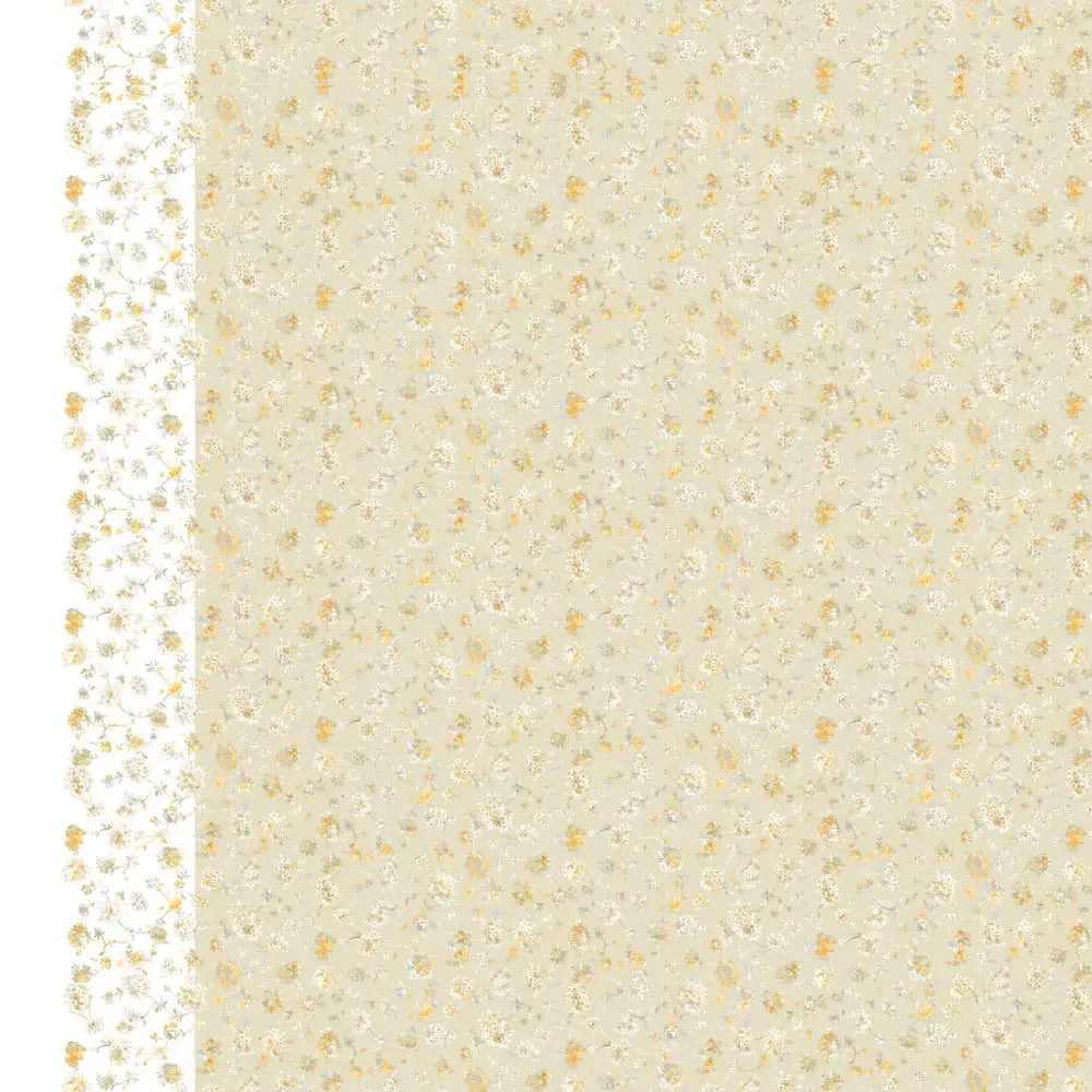 Lenzuolo copriletto Graciosa Gabel. Fantasia con fiori gialli su fondo beige e bianco