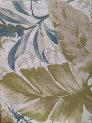 Lenzuolo copriletto Gabel Saint Tropez. Fantasia foglie tropicali oro su fondo madreperla beige