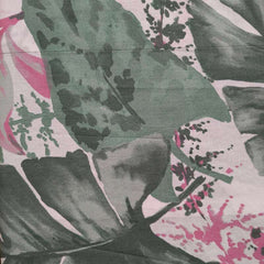 Lenzuolo copriletto Gabel Saint Tropez. Fantasia foglie tropicali verdi su fondo rosa phard 
