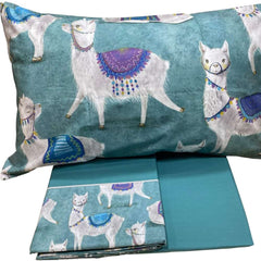 Completo lenzuola Fazzini  Lama in percalle di cotone, per letto singolo. Fantasia con lama su fondo petrolio.