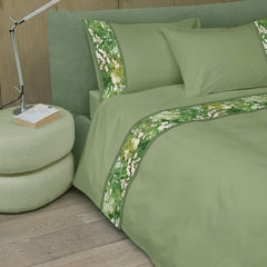 lenzuola in flanella fazzini nara matrimoniale fantasia floreale verde