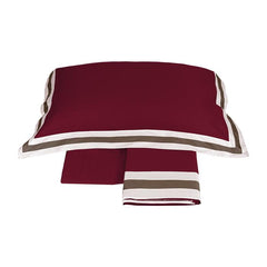 Completo lenzuola sentieri Fazzini matrimoniale burgundy. lenzuolo tinta unita bordeaux con balza a contrasto.