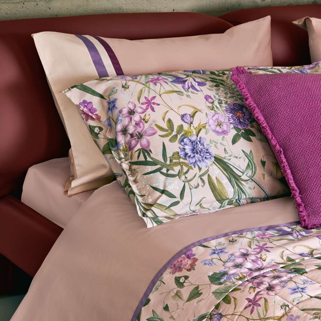 completo lenzuola fazzini vanitas fantasia floreale colore rosa lavanda