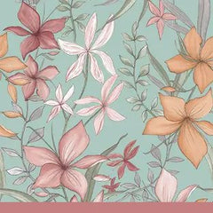 completo lenzuola gabel isabella matrimoniale. fantasia con fiori arancio e rosa su fondo verde acqua