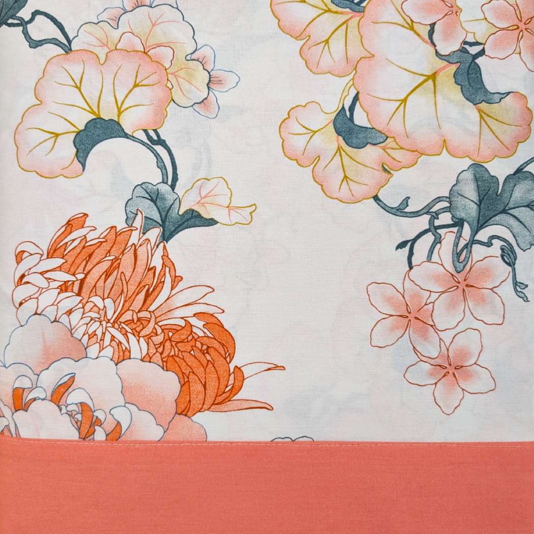 completo lenzuola Sanremo gabel matrimoniale. fantasia fiori arancio sorbetto.