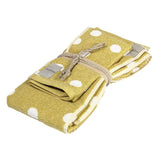 Asciugamani pois fazzini in spugna di puro cotone. coppia asciugamani viso più ospite, colore giallo senape