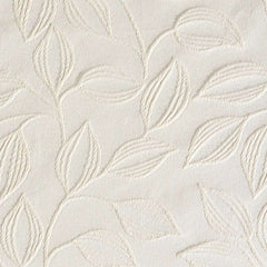Coperta estiva matera Caleffi in cotone. dettaglio fantasia jacquard con foglie avorio beige