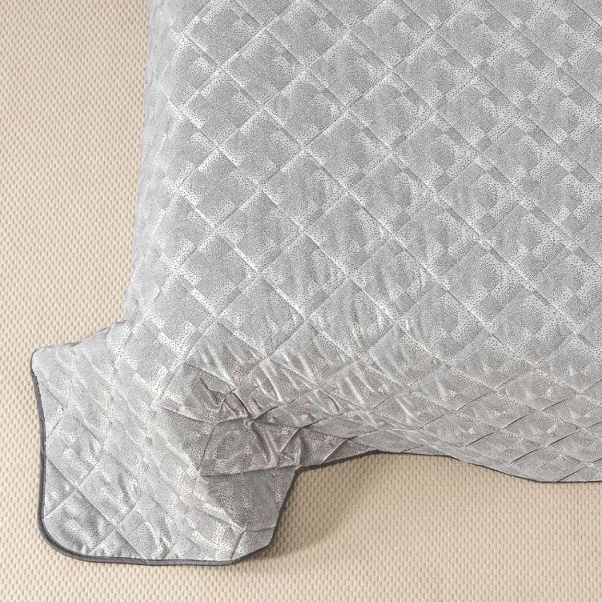 trapuntino texture caleffi matrimoniale grigio, fantasia geometrica su raso jacquard