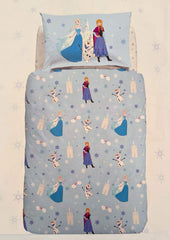 Completo Copripiumino Frozen Star Caleffi Disney in cotone Caleffi Disney. Fantasia azzurra con Elsa, Anna e Olaf.