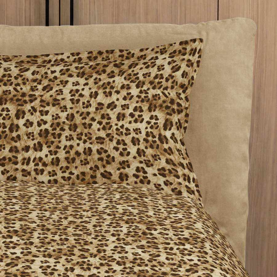 copripiumino tabby fazzini matrimoniale fantasia animalier maculata beige nero percalle di cotone