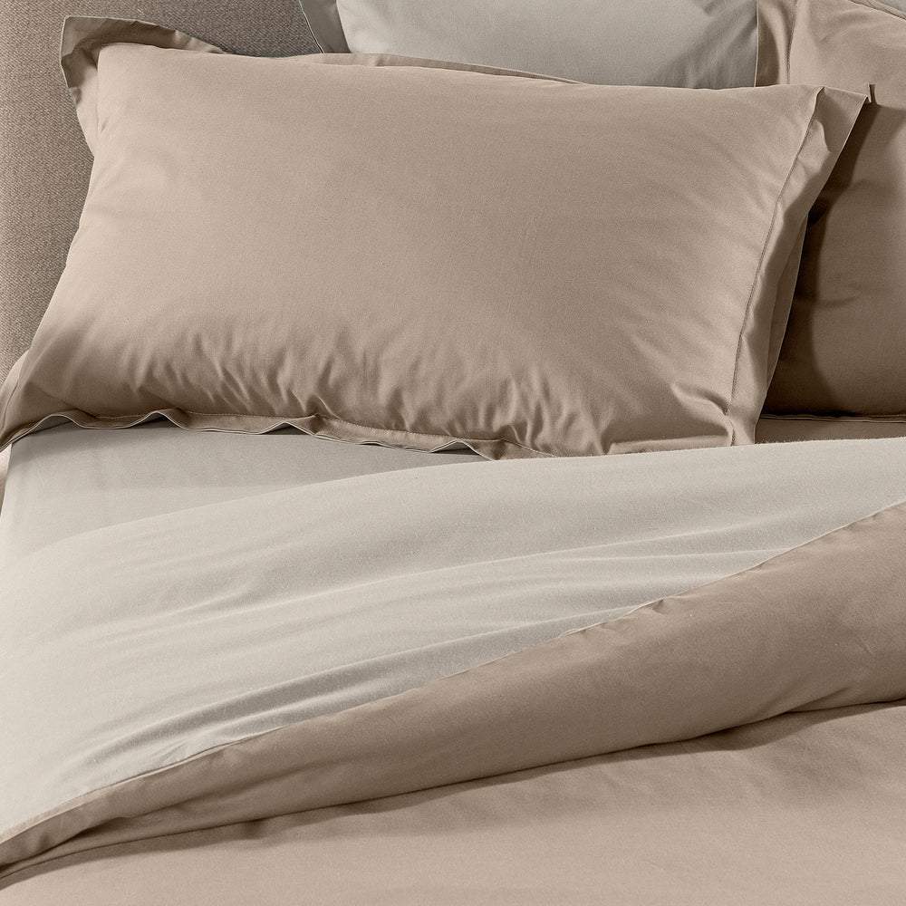 copripiumino vita caleffi matrimonaie tinta unita double colore naturale beige in cotone e lyocell