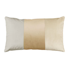 Cuscino arredo Fazzini Arcimboldi patchwork in velluto tinta unita a fasce. Colore cammello beige grigio