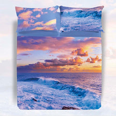 Lenzuolo Copriletto Sunset Caleffi.
Fantasia con tramonto sul mare azzurro