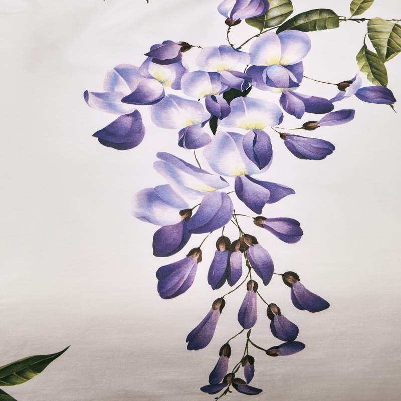 Lenzuolo copriletto glicine fazzini matrimoniale. Fantasia fiori di glicine lilla e viola.