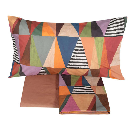 lenzuolo copriletto fazzini mexico. Federe e lenzuolo fantasia geometrica multicolore.