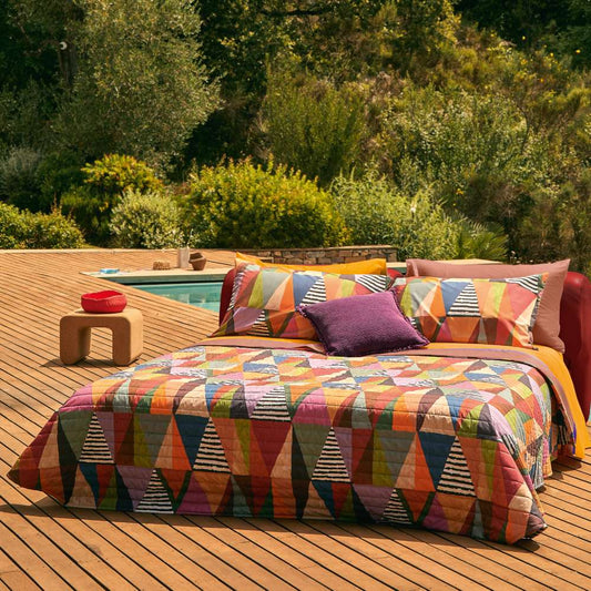 lenzuolo copriletto fazzini mexico. Federe e lenzuolo fantasia geometrica multicolore.