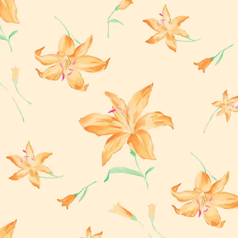Lenzuolo copriletto Elisa Somma, fantasia floreale mango arancio