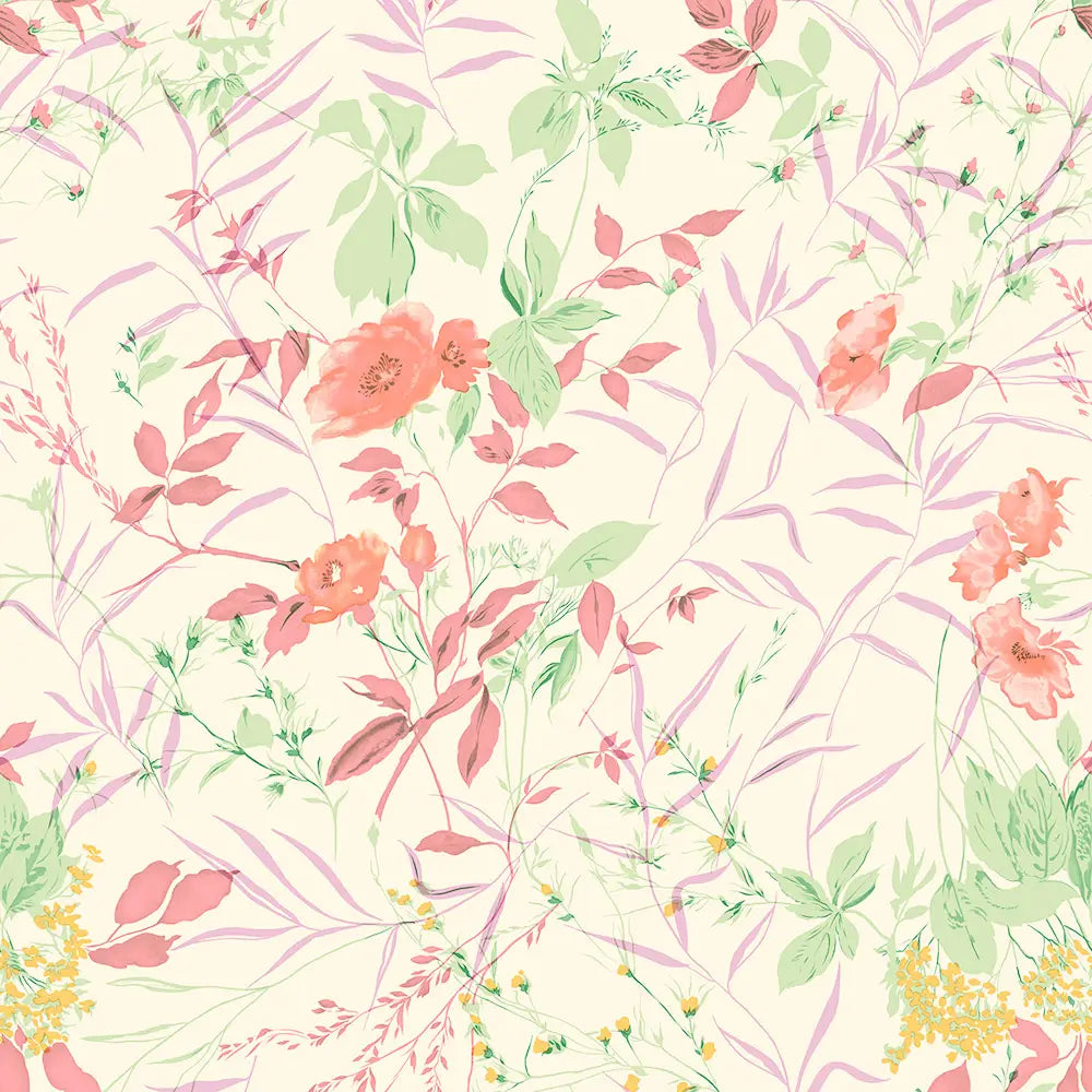 lenzuolo copriletto Somma giorgia fantasia con fiori arancio e rosa su fondo beige