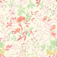 lenzuolo copriletto Somma giorgia fantasia con fiori arancio e rosa su fondo beige