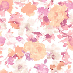 lenzuolo copriletto somma Laura, fantasia floreale stile acquerello colore sorbetto rosa arancio