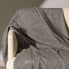 plaid caleffi chalet grigio coperta in cotone con frange fantasia chevron