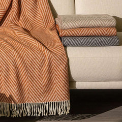 plaid caleffi chalet mattone coperta in cotone con frange fantasia chevron